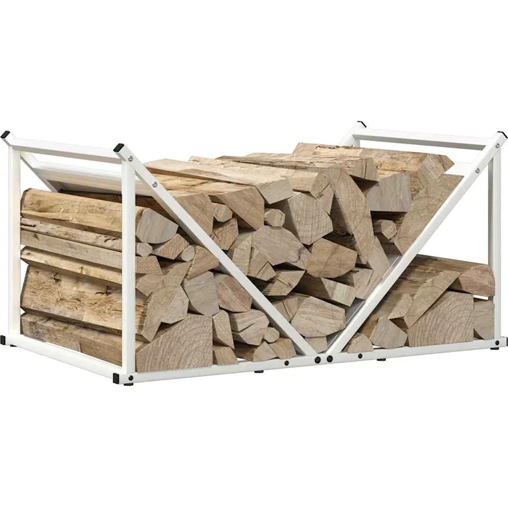 vidaXL Brennholzregal Weiß 70x43x34,5 cm Kaltgewalzter Stahl 864174 – Bild 3