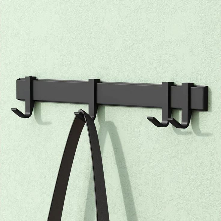 Mai & Mai Wandgarderobe Kleiderhaken Garderobenleiste aus Aluminium mit 4/6/8 Haken Stalo-12, Flexibel entlang der Schiene verschieben, individuell positionieren. – Bild 1