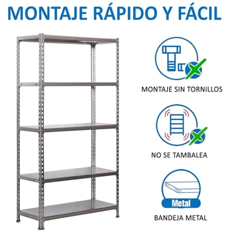 SimonRack Metallregale, 2000 x 1000 x 500 mm, 5 Regalböden, 180 kg Flexion-Punkt, Industrie-Regal, Grau/Galva - Simonclick – Bild 7