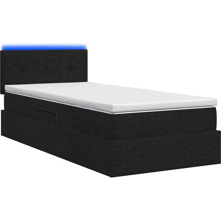 vidaXL LED-Speicherbett mit Matratze Schwarz 100 x 200 cm Stoff 3459044 – Bild 9