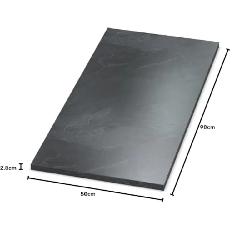 AUPROTEC Tischplatte 28mm Schiefer 90x50 cm I Spanplatte mit 1mm ABS Kante & PU-Verleimung I melaminharzbeschichtet I elegant & wasserabweisend – Bild 2