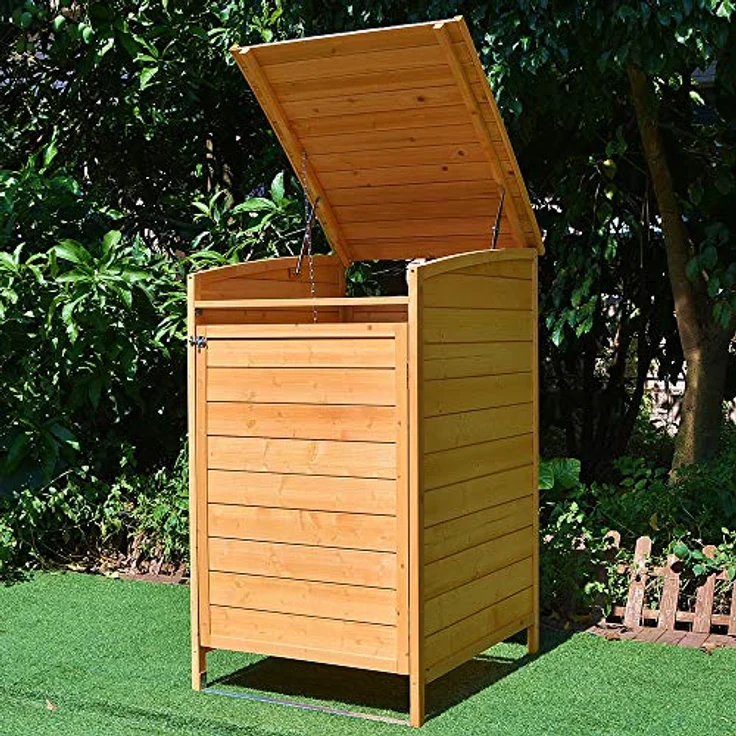 Mülltonnenverkleidung Braun Einzelbox 2x 120L oder 240L Gartenbox Zinkdach Holz – Bild 8