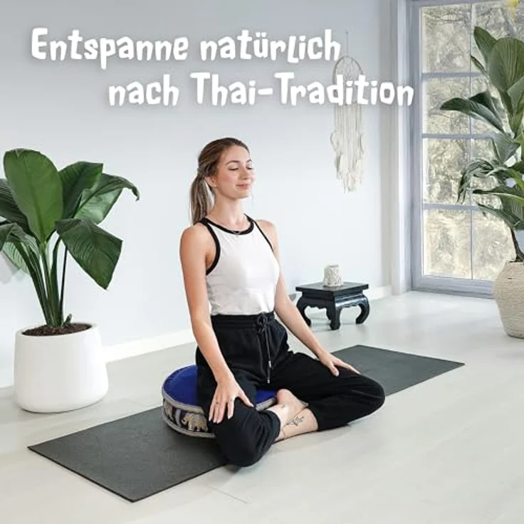 livasia Meditationskissen Zafukissen groß (Deluxe) vegan und handgefertigt, 44x15cm, Kapok – Bild 7