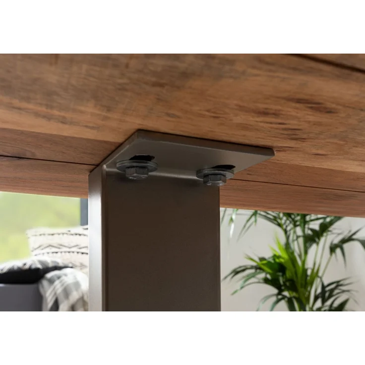 Baumtisch Akazie 140x90x76 natur Beine silber matt FREEFORM 3 – Bild 5