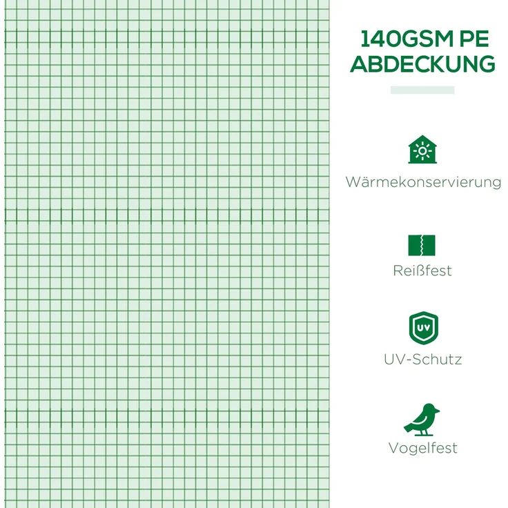 Wohnora-Mini Tunnelgewächshaus Foliengewächshaus mit Mesh Fenster UV-beständig PE Folie grün 200x80x45cm ideal für Gartenpflanzen,H 45cm x T 200cm x B 80cm – Bild 2