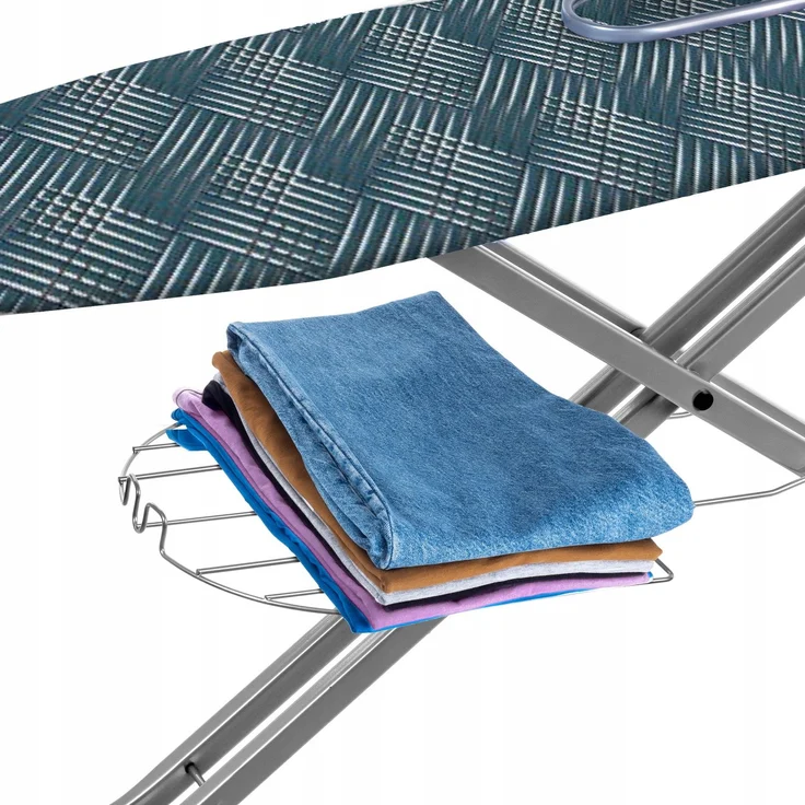 KADAX Bügelbrett 120x38 cm breit, Oberseite mit Steckdose + Handtuch mit Ablage – Bild 6