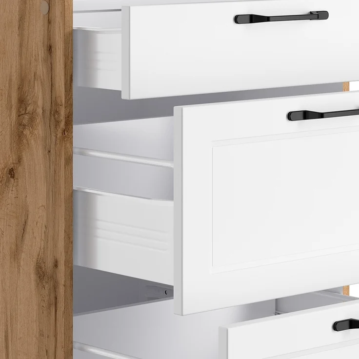 Küchenzeile 240 cm in weiß und Eiche, Arbeitsplatte in Eiche, MONTERREY-03 – Bild 5