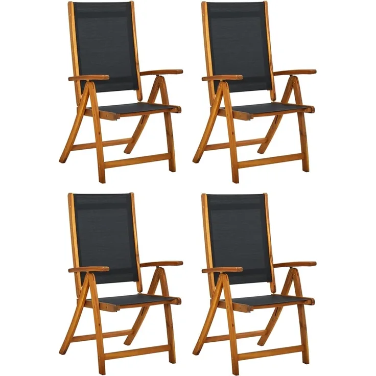 vidaXL Gartenstühle 4 Stk. Klappbar Massivholz Akazie und Textilene 3120454