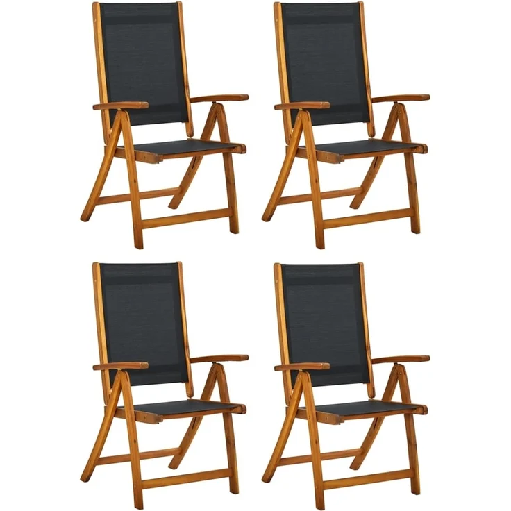vidaXL Gartenstühle 4 Stk. Klappbar Massivholz Akazie und Textilene 3120454 – Bild 1