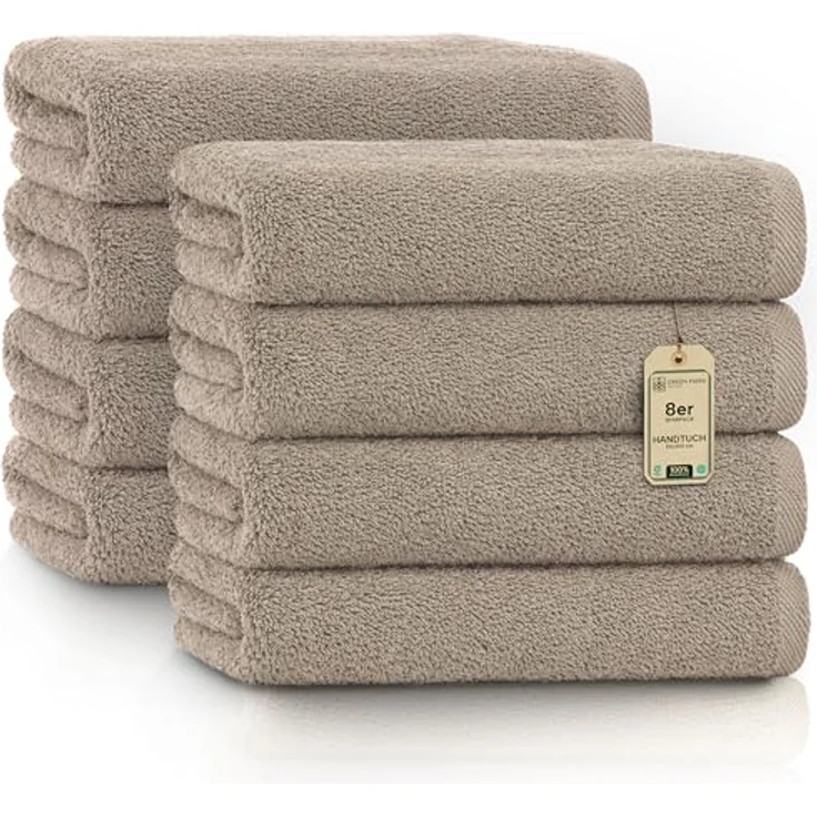 NatureMark 8er Spar-Pack Frottier Handtücher, Handtuch-Set, 50x100 cm, Sand/Beige, 100% Baumwolle – Bild 2