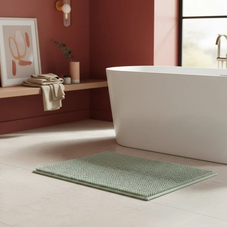 OTTO home Badematte Vanessa Chenille, Standard & Premium, 15mm oder 20mm, auch als 2er Set, rutschhemmend beschichtet, schnell trocknend, strapazierfähig, fußbodenheizungsgeeignet, Polyester, rechteckig, Uni Farben, besonders weich, flauschig, Badvorleger – Bild 2
