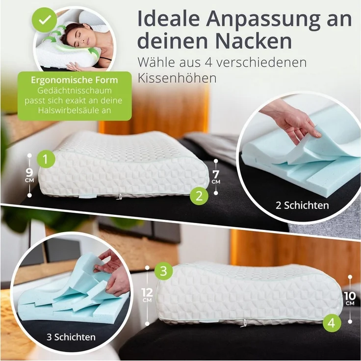 feela Nackenstützkissen Orthopädisches Kopfkissen – entlastet Nacken & stützt die Wirbelsäule, Für Rücken- & Seitenschläfer – sorgt für gesunden & erholsamen Schlaf – Bild 2