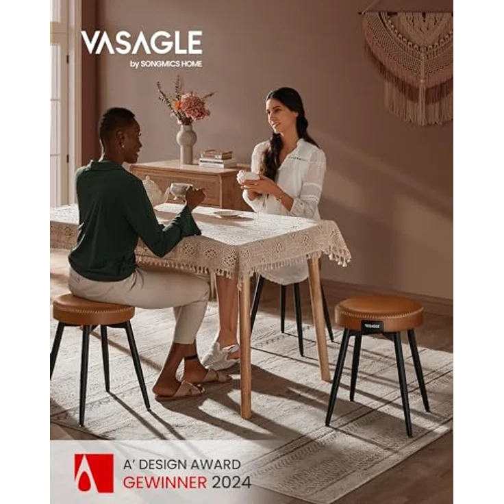 Vasagle Esszimmerstühle (6 St), Sitzhocker, EKHO Series, Kunstleder, 48,2 cm hoch, karamellbraun – Bild 4