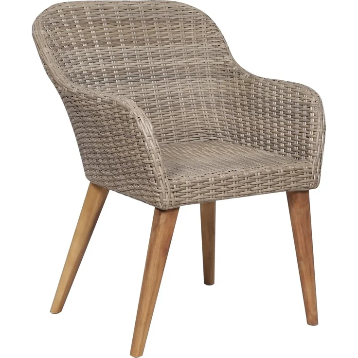 Gartenstuhl EGOS 2er Set Poly-Rattan 62,5x55x82 cm mit Polster Braun | Gartenstuhl Rattan Outdoorstühle Balkonstühle – Bild 5