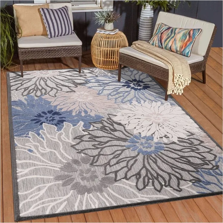Sanat Teppich Floral 2 Outdoor, rechteckig, Höhe: 6 mm, In- und Outdoor geeignet, Blumen, Balkon, Terrasse, Außenbereich