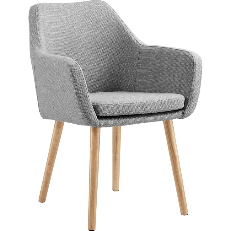 SalesFever Armlehnstuhl aus Strukturstoff – Massivholz-Eichenbeine, skandinavisches Design