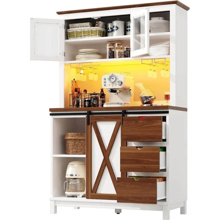 Kuchenschrank Hochschrank mit LED Beleuchtung