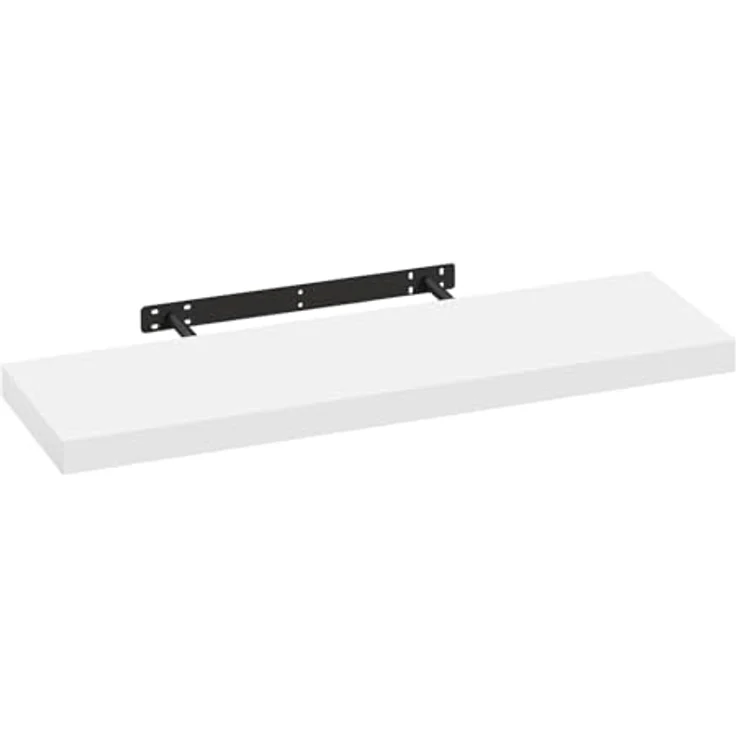 eSituro Wandregal, schwebendes Regal für Wandmontage, Schweberegal Hängeregal Wandbrett im Wohnzimmer Schlafzimmer Küche Badezimmer, weiß modern, MDF, 80 x 3,8 x 22,9 cm – Bild 7
