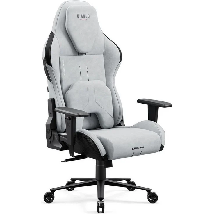 DIABLO CHAIRS Gaming-Stuhl X.One Prime Stoff ergonomisch Metallbasis 140kg CoolComfort (Magnetische Kopfstütze, Höhenverstellbare Armlehnen, Kühlender Sitz), Kopfstütze Lendenkissen CoolComfort Räder Stoff – Bild 1