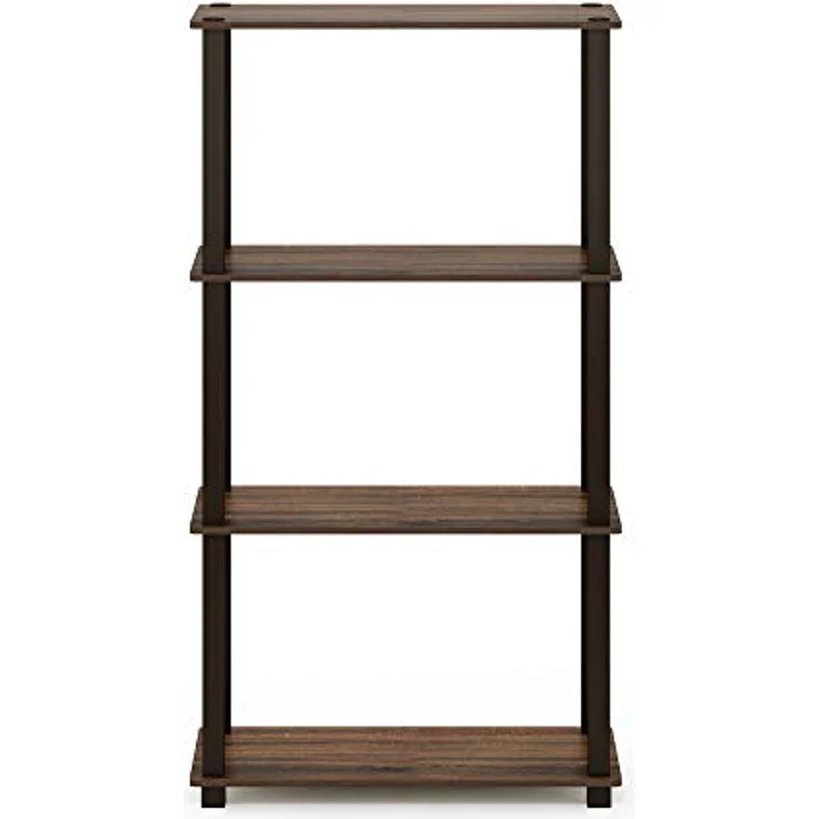 Furinno 4-Ebenen Mehrzweck-Regal mit Vierkantrohr, holz, Walnuss/Braun, 29. 46x59. 94x109. 86 cm – Bild 6