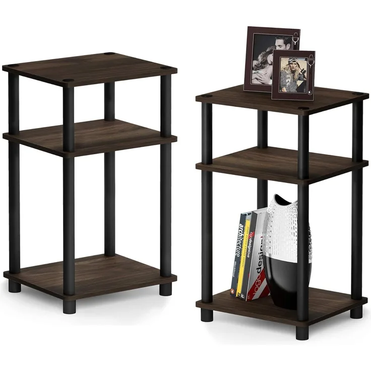 Furinno Beistelltisch mit 3 Ebenen, holz, Columbia Walnut/Schwarz, 34. 04x29. 21x57. 91 cm