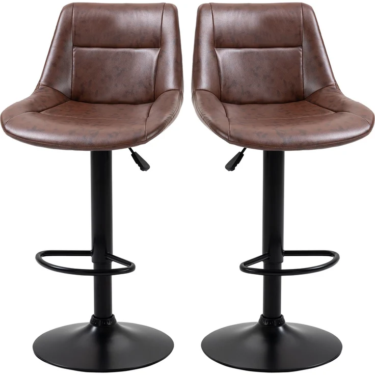 2er-Set Barhocker Barstühle, höhenverstellbar, inkl. Fußstütze, 46,5 cm x 50 cm x 108 cm, Schwarz + Braun--Braun--108x50x46.5cm--YOUDENOVA – Bild 2