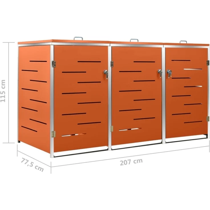 vidaXL Mülltonnenbox für 3 Tonnen 207x77,5x112,5 cm Edelstahl 149564 – Bild 12