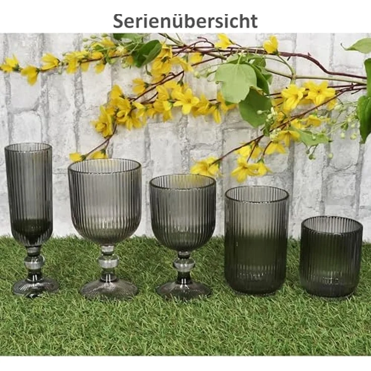 MamboCat Sektglas Agata 6x Sektgläser 130ml grau Glas Relief Sekt-Flöte Prosecco, Glas – Bild 5