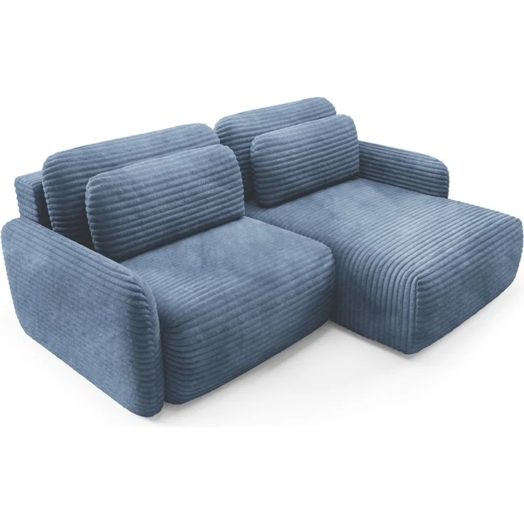 Ecksofa Schlafsofa Sofa SIMONE in Stoff Ambience Blau Ottomane Rechts – Bild 2