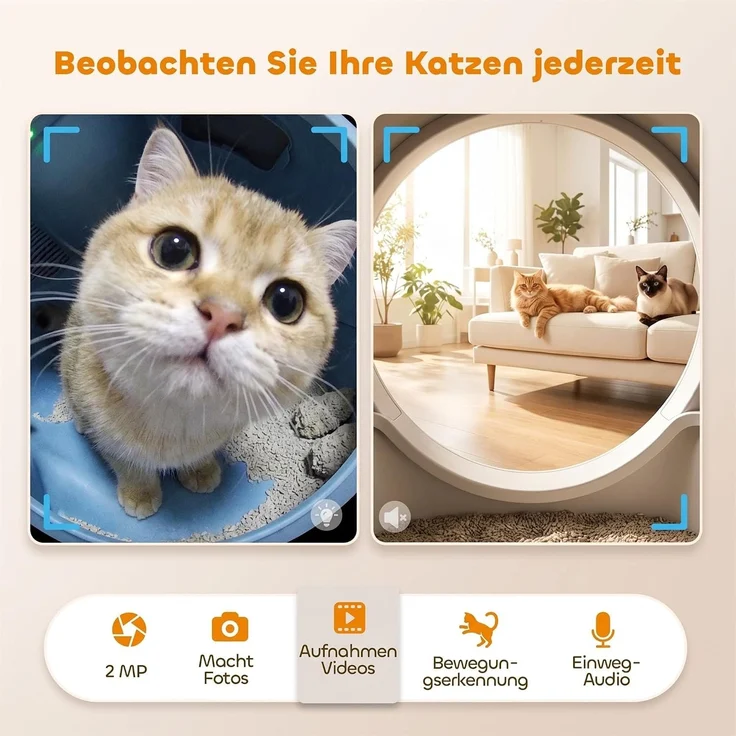 PawHut Selbstreinigende Katzenklo, ABS, Weiß, 58,1L x 47,5B x 53H cm – Bild 8