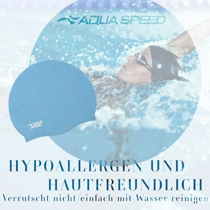 Aqua Speed Badekappe Recycelte Schwimmkappe mit 50% Silikon – Umweltfreundlich & weich (Umweltbewusste Schwimmkappe mit optimalem Sitz & Komfort), Badehaube mit ergonomischer Passform – Bequem & chlorresistent – Bild 7