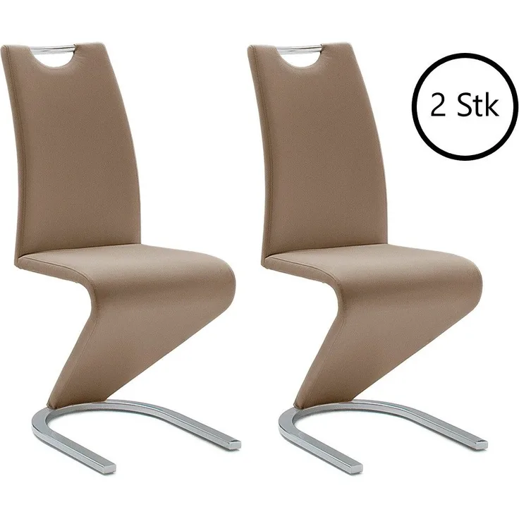 Esszimmerstuhl >Pupik I< (2er Set) in Cappuccino aus Metall - 45x102x62 (BxHxT)