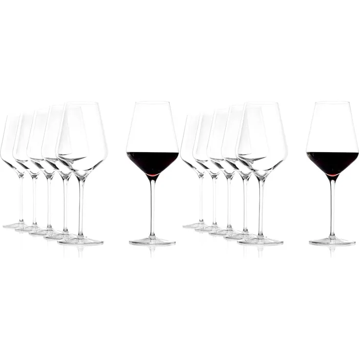 Stölzle Lausitz 12er Vorteilsset Rotwein Quatrophil + Gratis 4er Set EKM Living Edlestahl Trinkhalme
