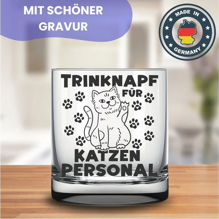 Lasernauten Whiskyglas Glas für Katzenliebhaber und Katzenbesitzer lustige Geschenkidee Katze, mit Gravur – Bild 3