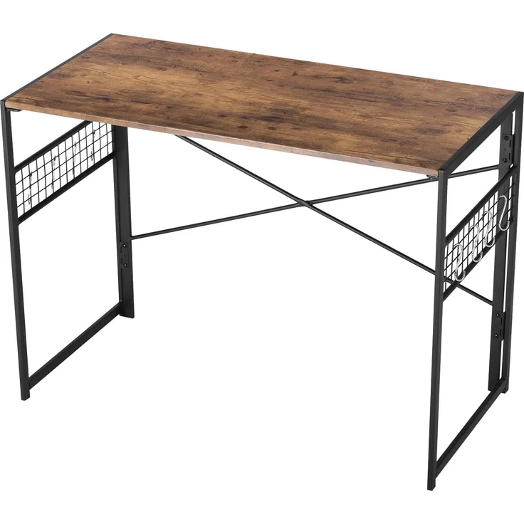 FurnitureR Faltbarer Schreibtisch 100 x 50 x 75 cm – Computertisch mit Metallrahmen & MDF-Holzplatte – Klappbarer Arbeitstisch für Home Office, Gaming & Studium – Industrial Design (Vintage) – Bild 1