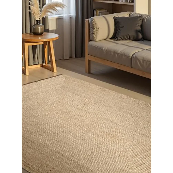 XXXL Juteteppich Sharmila, Creme, rechteckig 120x180 cm, Oeko-Tex® Standard 100, pflegeleicht und beidseitig verwendbar, für Fußbodenheizung geeignet