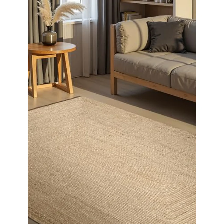 XXXL Juteteppich Sharmila, Creme, rechteckig 120x180 cm, Oeko-Tex® Standard 100, pflegeleicht und beidseitig verwendbar, für Fußbodenheizung geeignet – Bild 1