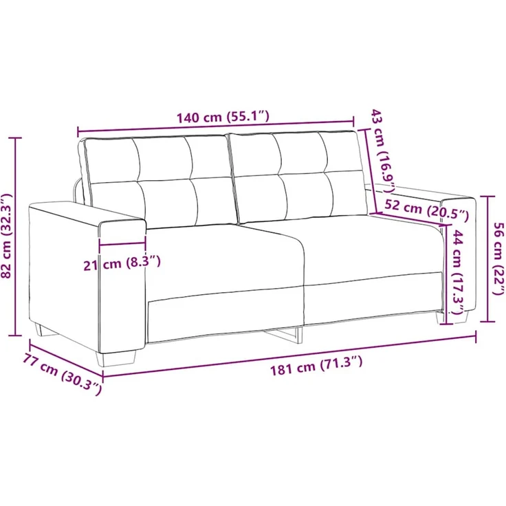 vidaXL Zweisitzer-Sofa Hellgrau 180x77x82 cm Samt 4105122 – Bild 9