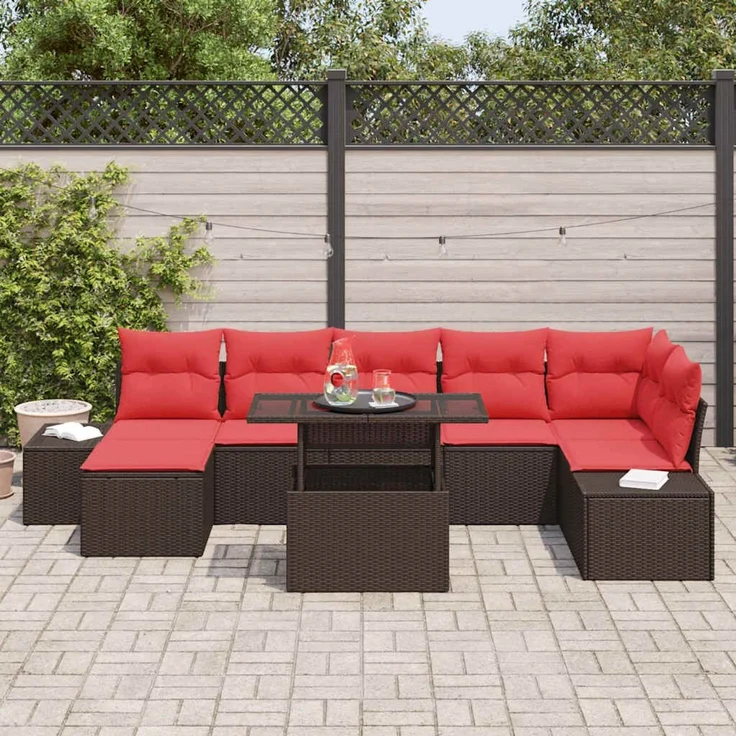 vidaXL Gartensofa-set 8 stk. Braun Poly-Rattan 3357967 – Bild 3
