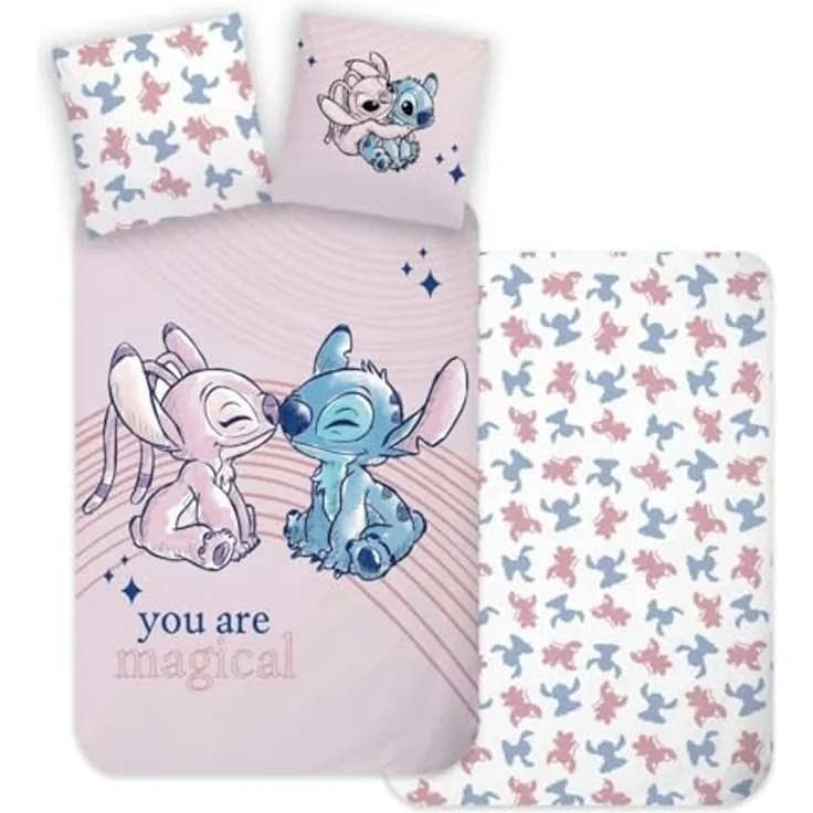 BrandMac Kinderbettwäsche Disney Lilo & Stitch Bettwäsche Set You Are Magical 135x200cm/80x80cm, 1 teilig