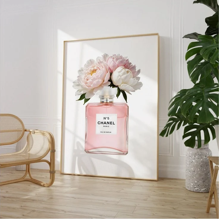 JUSTGOODMOOD Poster Premium ® Coco Chanel Poster · Coco Pink Parfüm Flacon · ohne Rahmen, (1 St) – Bild 4