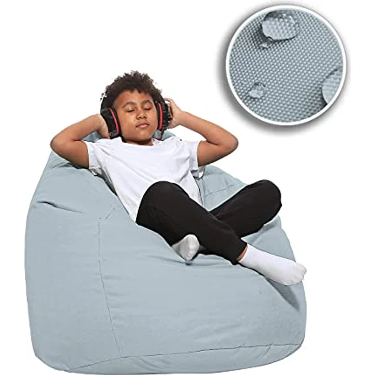 HomeIdeal - Sitzsack XXL Bodenkissen für Erwachsene & Kinder - Geeignet für Gaming oder Entspannen - Indoor wie Outdoor da er Wasserfest ist - mit EPS Perlen, Farbe:Grau, Größe:XL – Bild 9