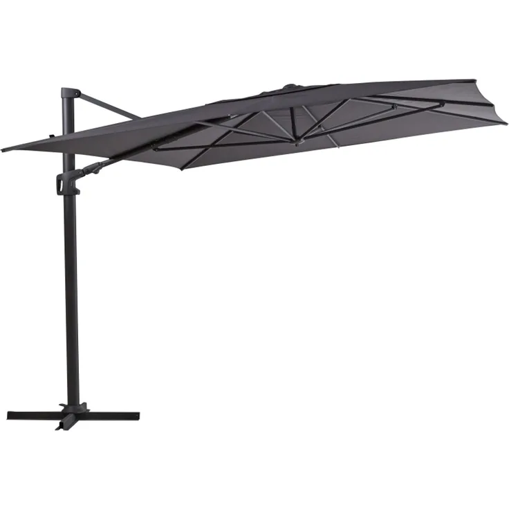 Sonnenschirm Vinovo, aus Aluminium und Polyester, rechteckig, anthrazit, neigbar mit winddichtem Kamin