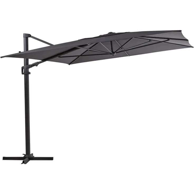 Sonnenschirm Vinovo, aus Aluminium und Polyester, rechteckig, anthrazit, neigbar mit winddichtem Kamin – Bild 1