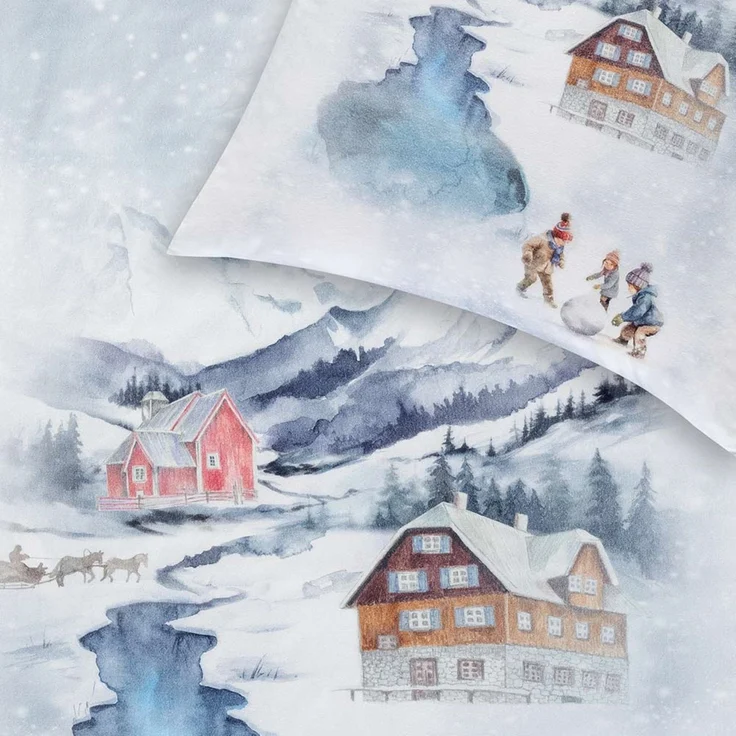 Estella Kuschel Flanell Bettwäsche 155x220 Mountain lake Winterlandschaft 4472-101 – Bild 4