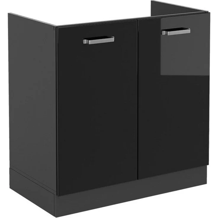 Spülenunterschrank R-Line Schwarz Hochglanz 80 cm ohne Arbeitsplatte Vicco – Bild 1