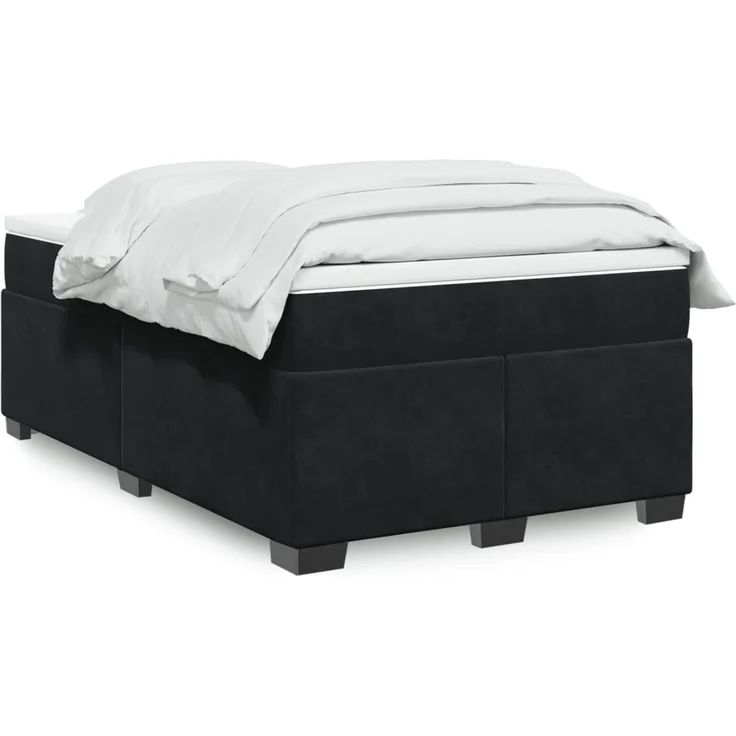 vidaXL Boxspringbett mit Matratze Schwarz 120x190 cm Samt 3285271 – Bild 1