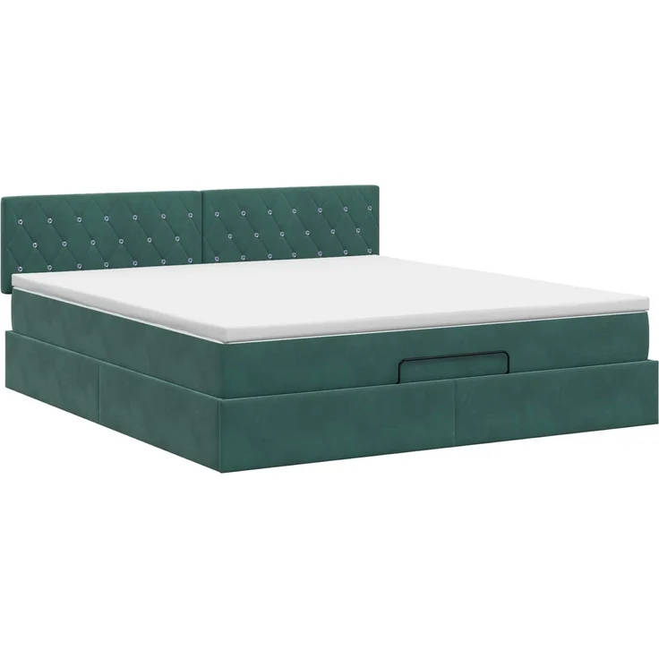 vidaXL Ottoman Bett mit Matratze Dunkelgrün 180 x 200 cm Samt 3456504 – Bild 8