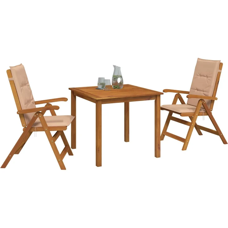 vidaXL 3-teilige Garten-Essgruppe 2-Sitzer Beige Massivholz Akazie 3434592 – Bild 3
