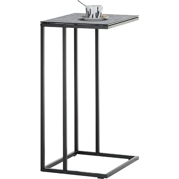 Beistelltisch >FARGO< in grau / schwarz, Metall / Glas - 40x70x35cm (BxHxT) – Bild 3